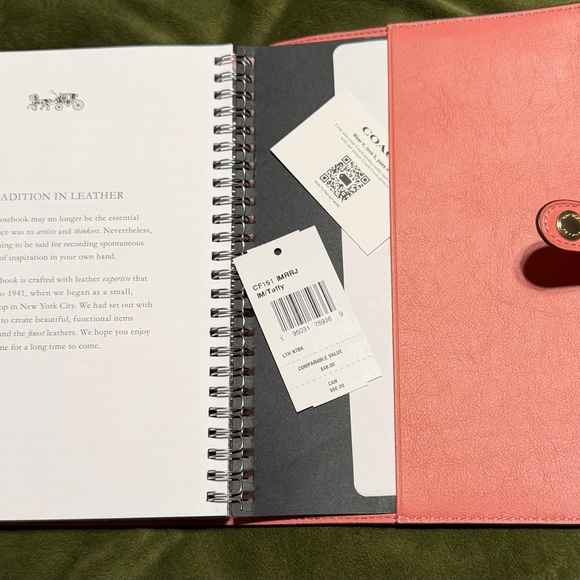 Coach Pink Leather Snap Planner Cover - Picture 5 of 6
